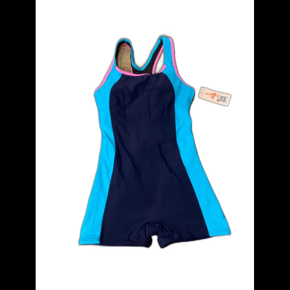 NWT Womens XS one piece swim body suit key hole back Compression